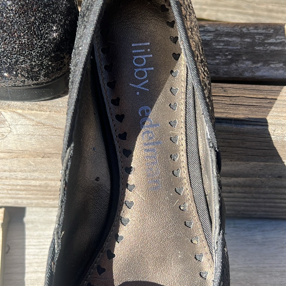 Libby . Edelman Black Glitter BIG Bow Flats. 🥿 Size 7. NWOT - Picture 3 of 5